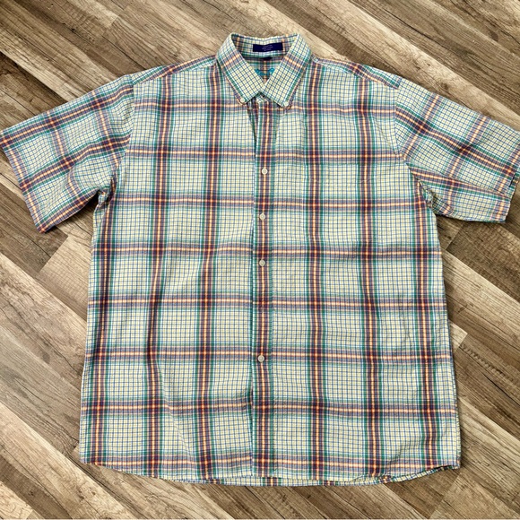 Alan Flusser Other - Alan Flusser Pastel Multicolor Plaid Short Sleeve Seersucker Shirt